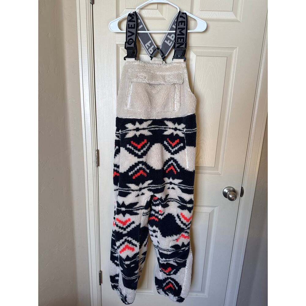 Free People Cream, Black and Red Ski Bib Overalls